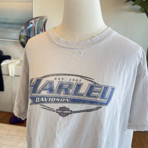 Vintage Harley Davidson Distressed Graphic White Size XL - Picture 3 of 9
